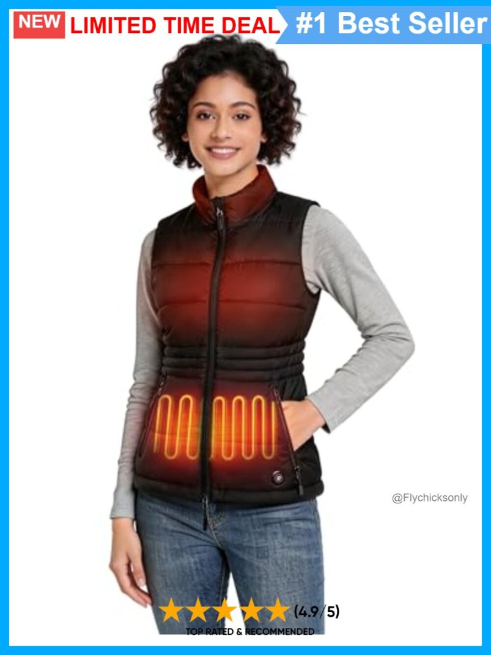 Women's Lightweight Quilted Heated Puffer Vest with Battery Pack